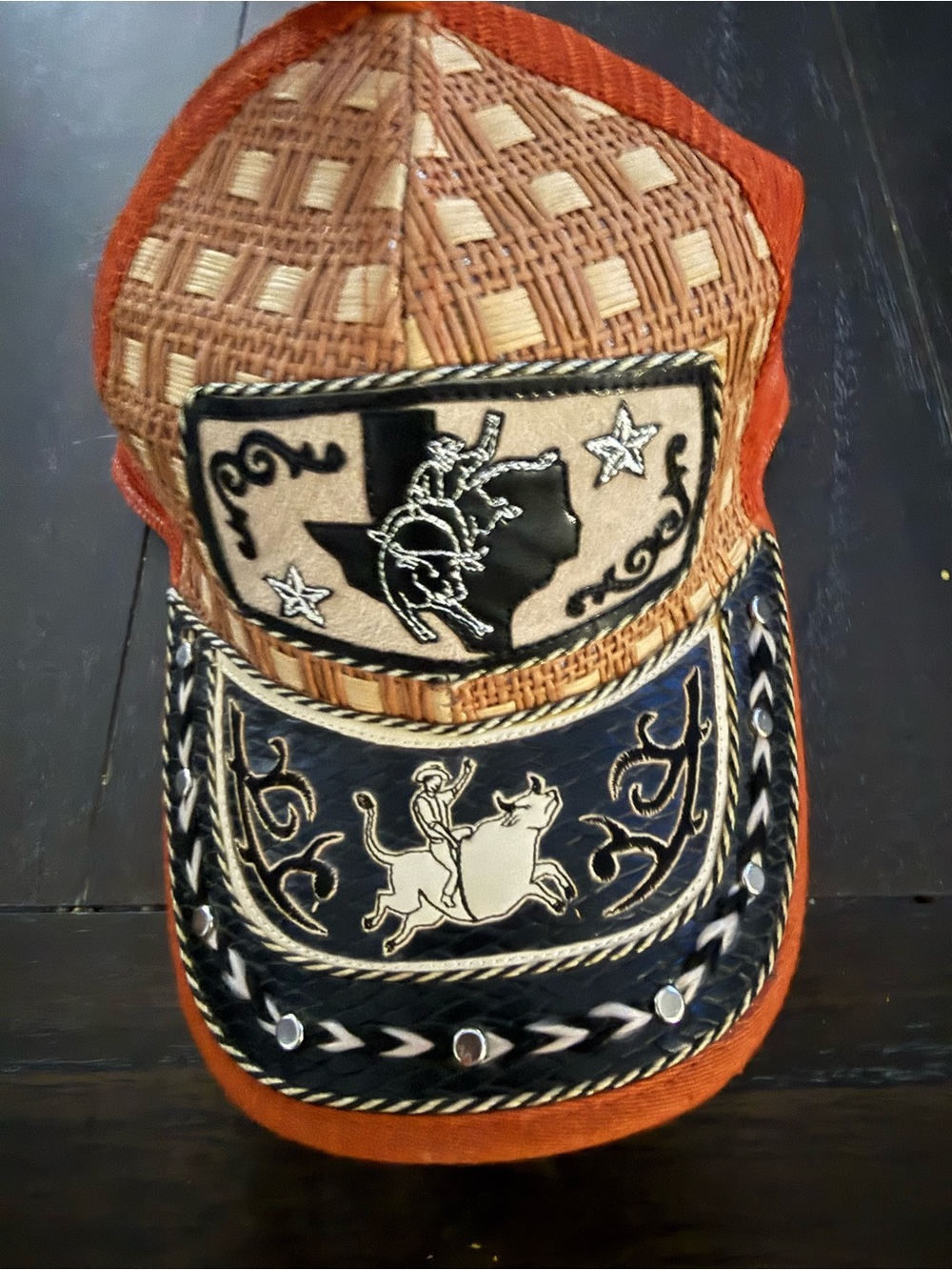 Men’s Western Rodeo Cap in Orange and Tan